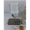 Image 2 : Coffee Pot, Cream & Sugar Set, Glass Decanter, Ceramic Vase, Misc