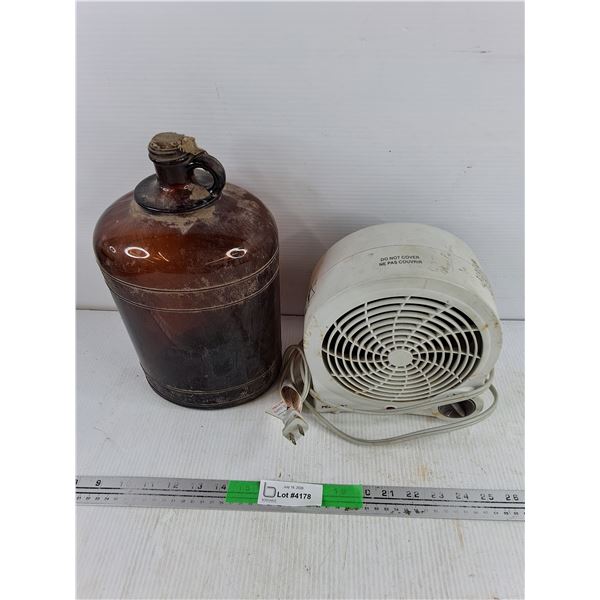 Vintage Amber Glass Bottle & Pelonis Electric Heater - Powers On, As Is