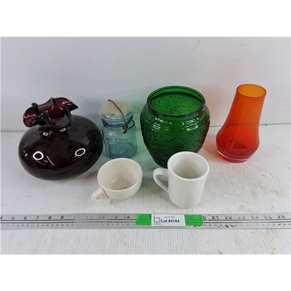 Glass Vases, Coffee Cups & Jar