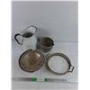 Image 1 : Enamel Pitcher, Aluminum Pot, Silver Dishes