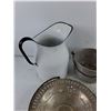 Image 2 : Enamel Pitcher, Aluminum Pot, Silver Dishes