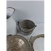 Image 3 : Enamel Pitcher, Aluminum Pot, Silver Dishes