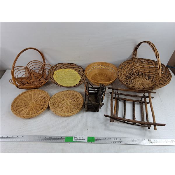 Assorted Wicker Baskets & Bowls