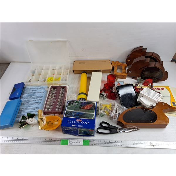 Assorted Jewelry, Flashlight, Playing Cards, Chess Pieces, Misc