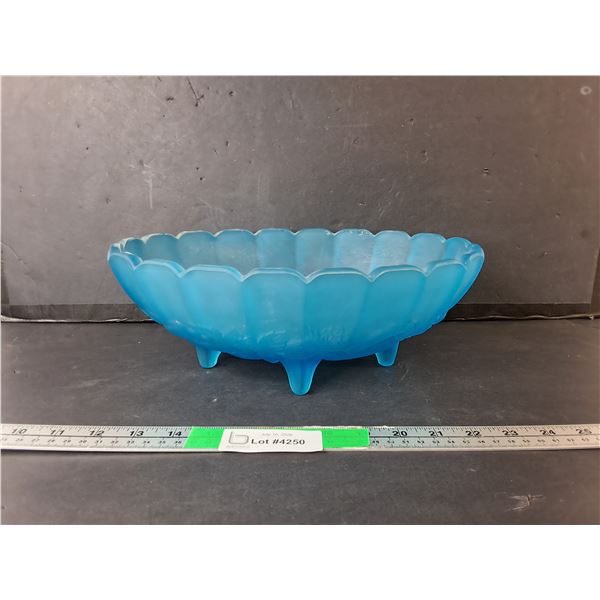 Footed Blue Glass Bowl 12"