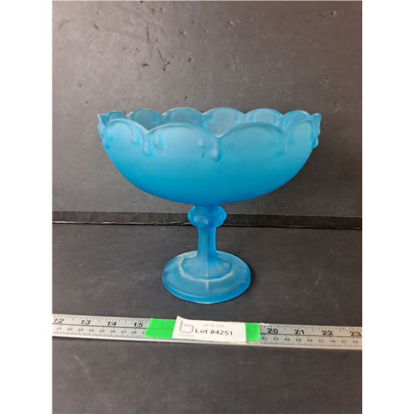 Footed Blue Glass Candy Dish 7.5"