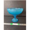 Image 1 : Footed Blue Glass Candy Dish 7.5"