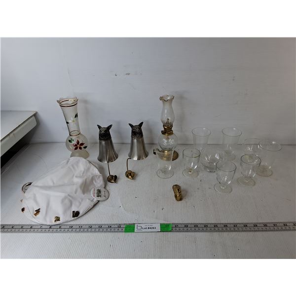 Wolf Style Goblets, Liquor Glasses, Brass Note Holders, Misc.