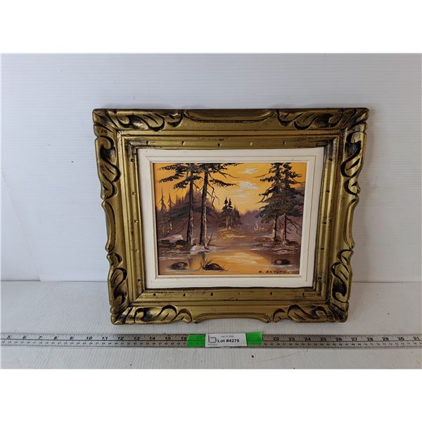 Framed Forest Painting 15.5" x 13.75"