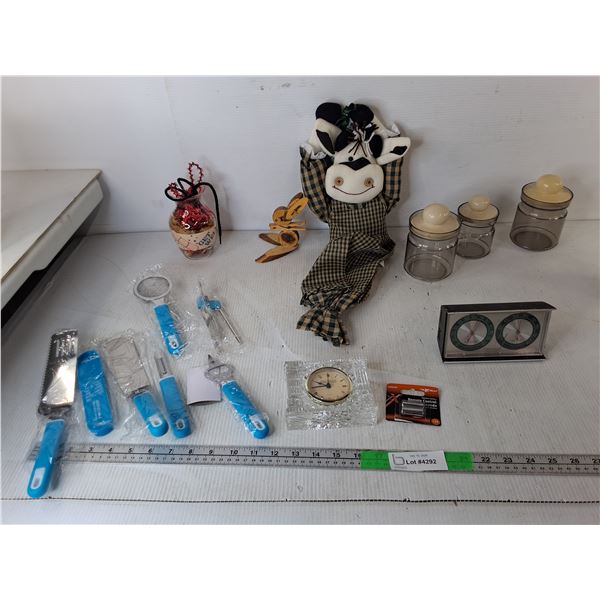 Kitchen Utensils, Glass Desk Clock, Weather Station, Misc.