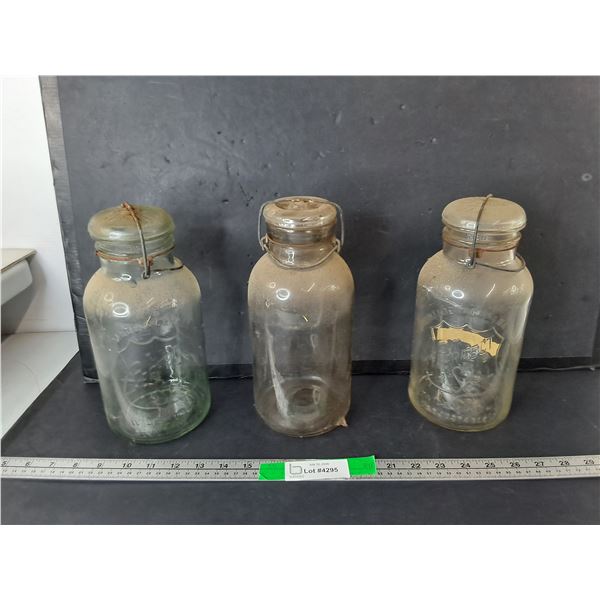 (3) Glass Storage Jars Up to 10.5"