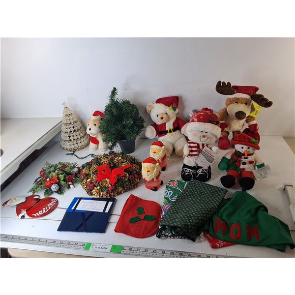 Christmas Lot- Stuffies, Wreaths, Artificial Trees, Misc. Can't Ship