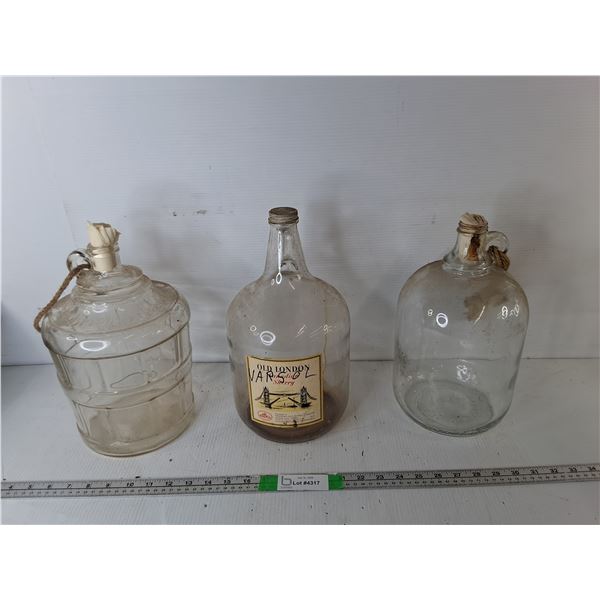 (3) Glass Jugs Up to 13.5"