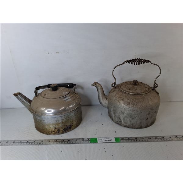 (2) Vintage Metal Teakettles