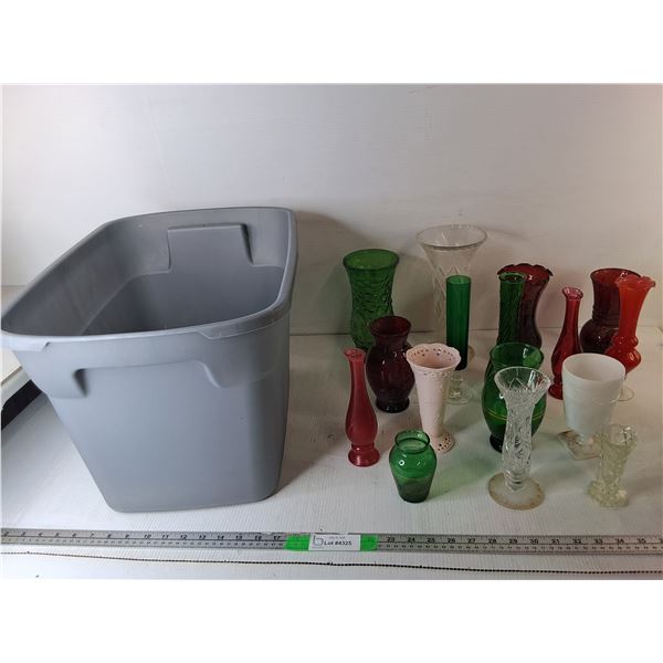 Plastic Storage Tote & Glass Vases Up to 10"- Can't Ship