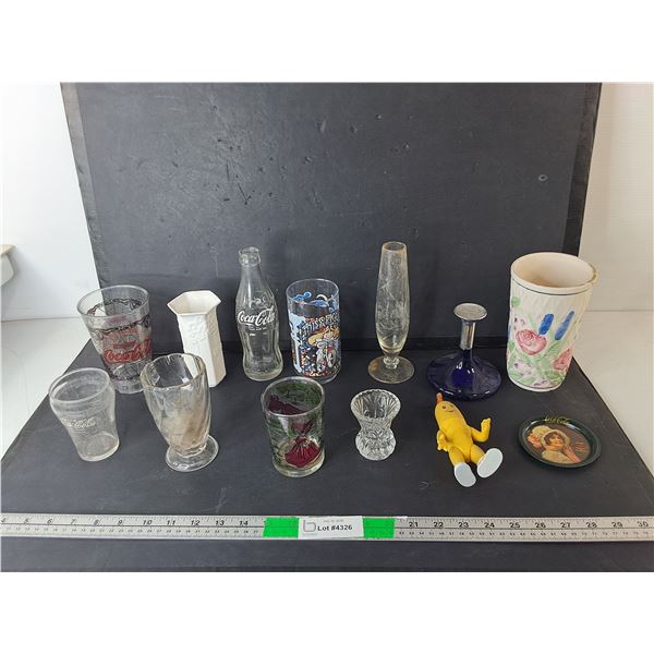 Coca-Cola Glasses, Vases, Bananas in Pyjamas Figurine, Misc.