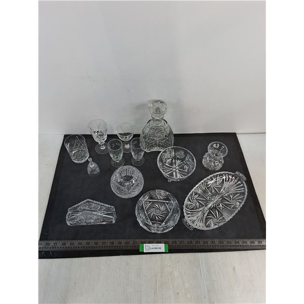 Assortment of Mostly Crystal Dishes & Glasses
