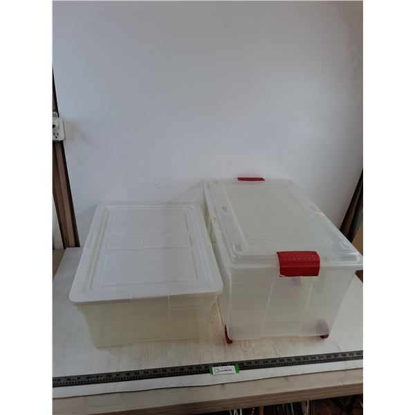 (2) Storage Bins - 22x16x9" & 23x14x13" Wheeled - Pickup Only