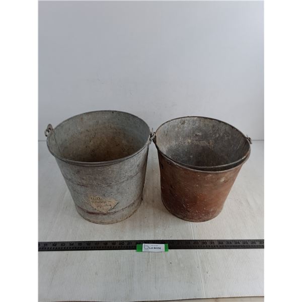 (2) Vintage Galvanized Pails