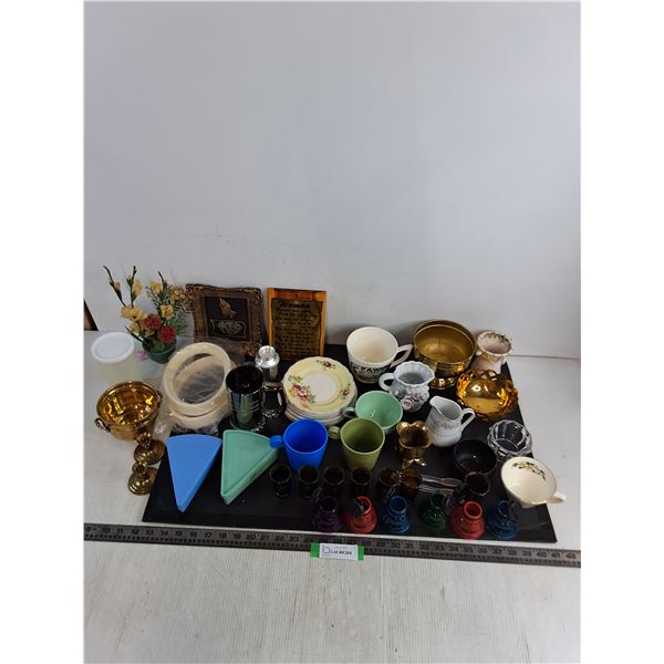 Assorted Glass & Kitchen Ware, Plant Pots, Misc.
