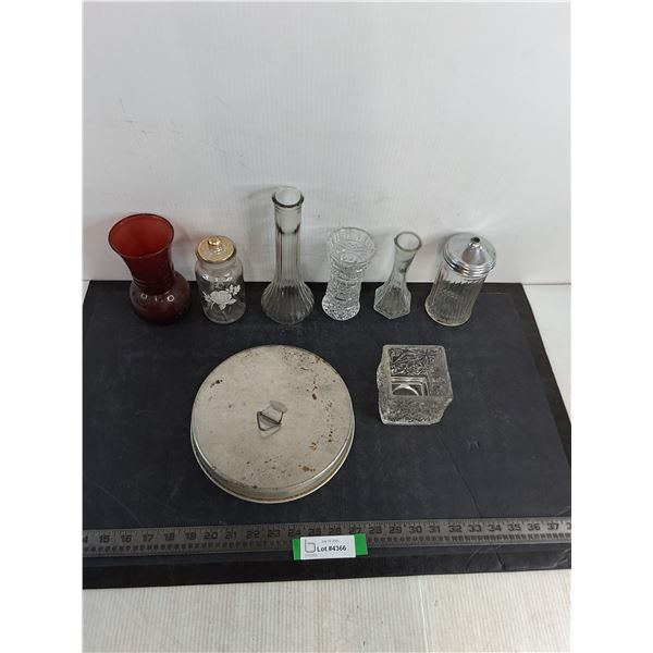 Vintage Glass Vases & Dispensers, Cake Mold
