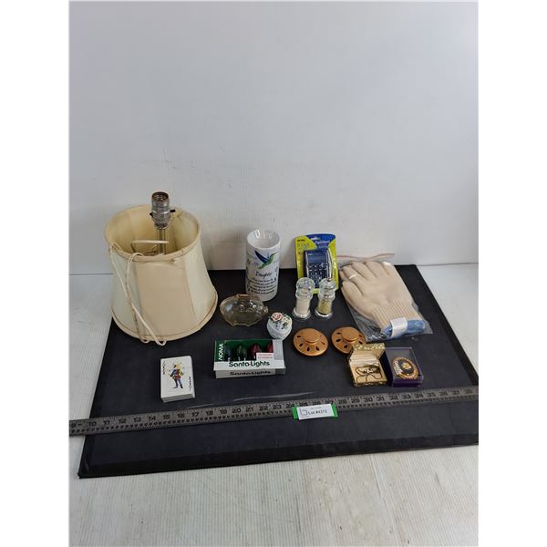 Costume Jewelry, "Daughter" Incense Holder, Garden Gloves, Christmas Lights, Playing Cards, Misc.