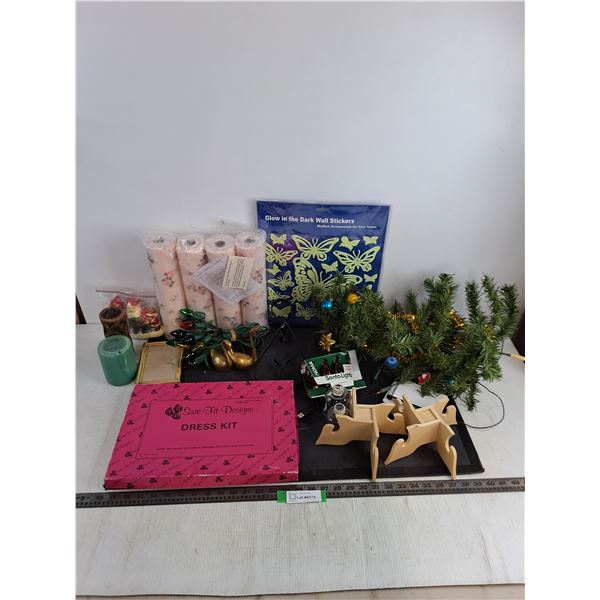 Mini Electrified Christmas Tree & Decor - Tested, Drawewr Liners, Wall Stickers, Candles, Dress Kit