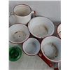 Image 3 : Set of Vintage Enameled Cookware, Glass Pitcher & Vase