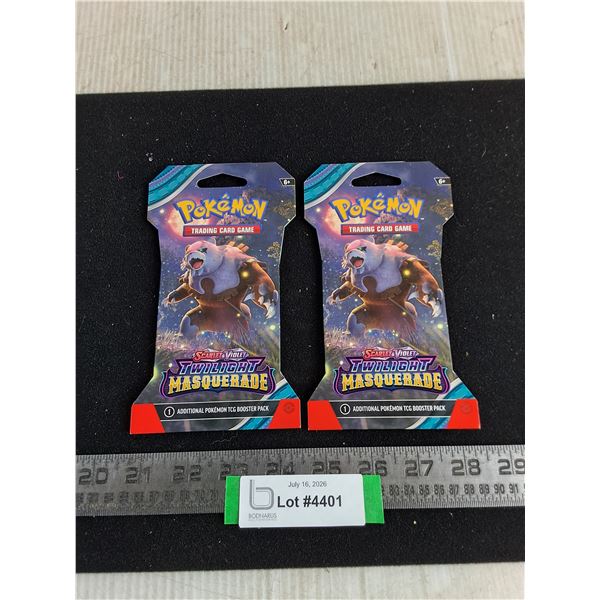 (2) Sealed Pokemon "Scarlet & Violet" Twilight Masquerade Packs - Cannot Authenticate