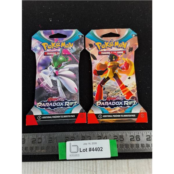 (2) Sealed Pokemon "Scarlet & Violet" Paradox Rift Packs - Cannot Authenticate