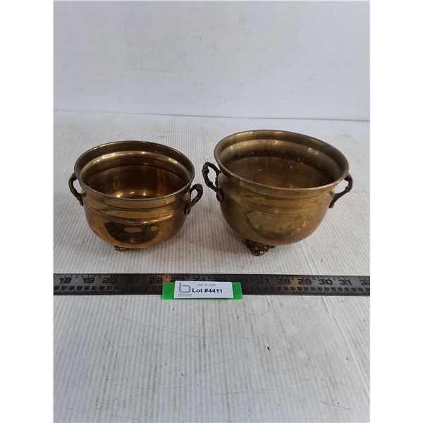 (2) Brass Plant Pots