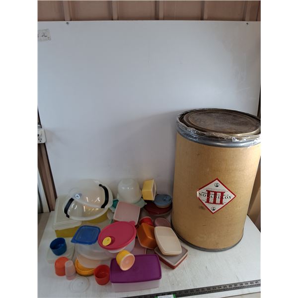 * Novadelox 25" High x 17" Dia. Container w/Assorted Tupperware Containers - Cannot Ship