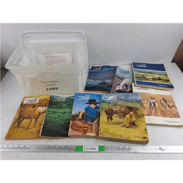 Assorted 1989 Quarter Horse Journals & Plastic Tote