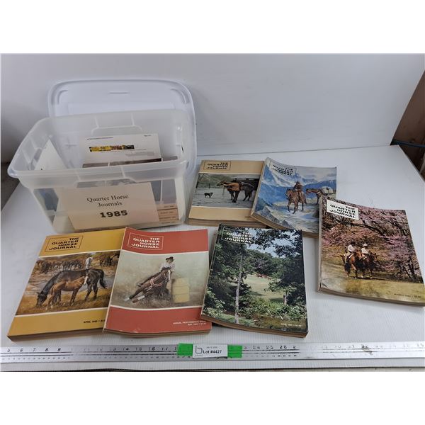Assorted 1985 Quarter Horse Journals & Plastic Tote
