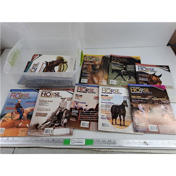 Assorted Northern Horse Review Magazines & Plastic Container