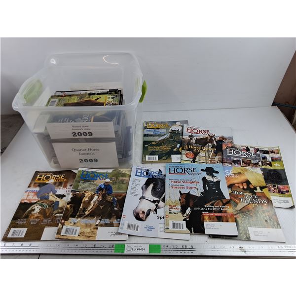 Assorted 2009 Horse Magazines & Plastic Container