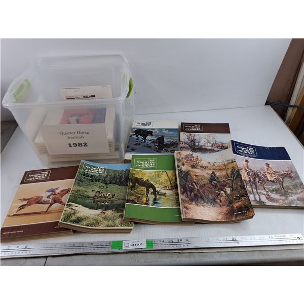 Assorted 1982 Quarter Horse Journals & Plastic Tote