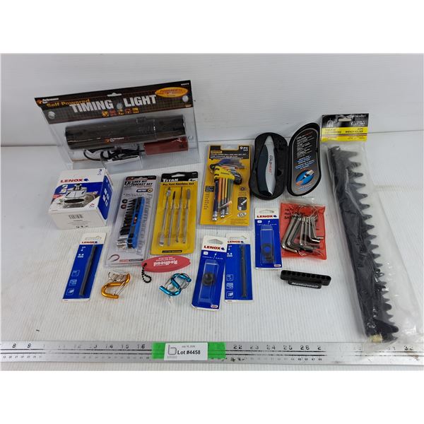 Self Powered Timing Light, Pry Spudger Set, Hex Key Set, Wrench Holder, Hex Bit Socket Set, Misc