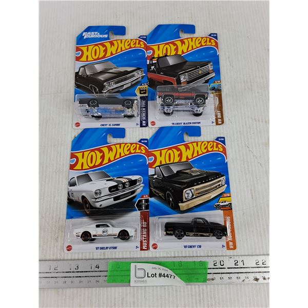 (4) Hot Wheels Toy Cars