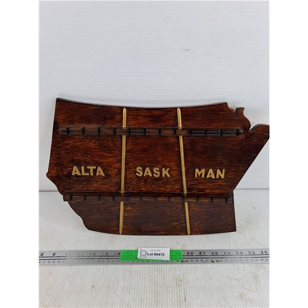 Canadian Prairies Wooden Souvenir Spoon Display Rack