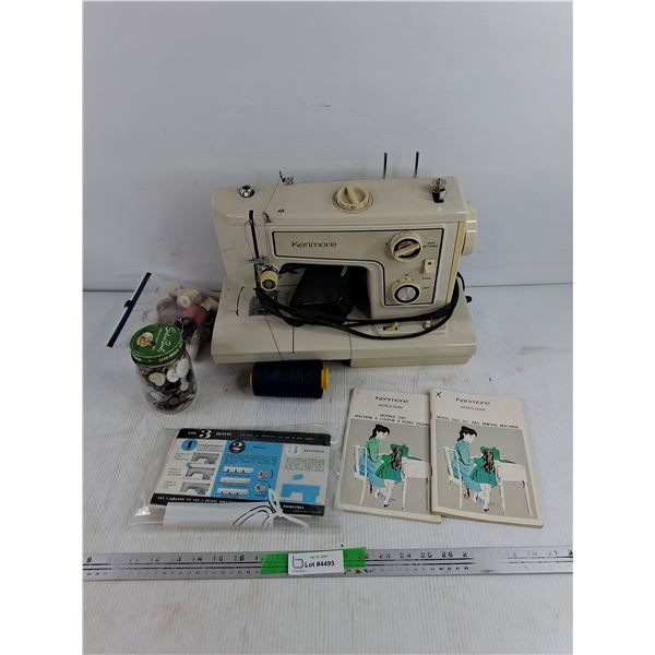 Kenmore Electric Sewing Machine & Sewing Supplies - Powers On, As Is