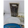 Image 2 : German Style Knife Set, Cheese Knives, Broiler, Glass Vase, Serving Trays, Wrap Dispenser, Misc