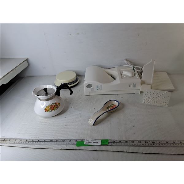 Rival Slicer- Powers On, Kitchen Scale, Corning Ware Teapot, Misc.