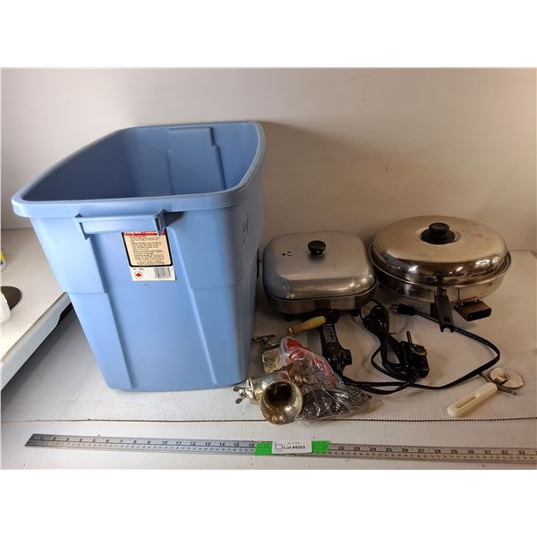 Storage Tote, Electric Frying Pans, Meat Grinder, Misc. Can't Ship