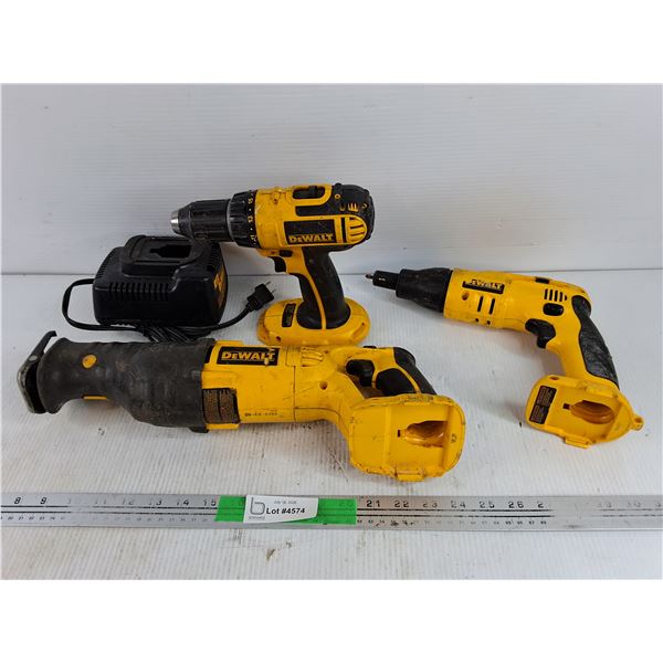 DeWalt Reciprocating Saw, Drill, Driver & Battery Charger, As Is, No Batteries