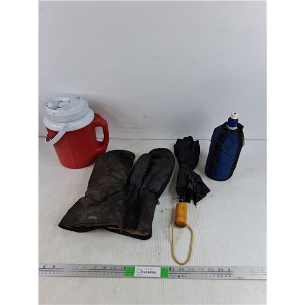 Cooler, Winter Mitts, Water Bottle, Umbrella