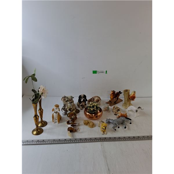 Assorted Horse and Dog Figures, Capital, Plastic, Porcelain, Concrete