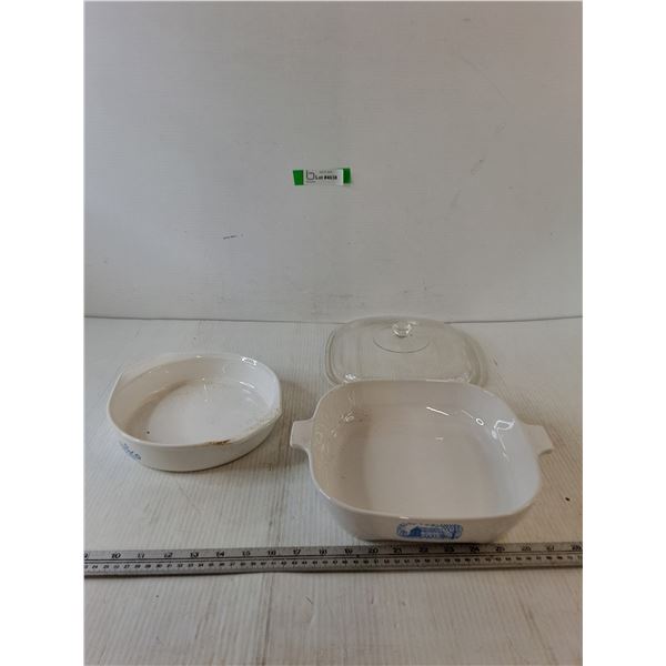(2) Corning Ware Baking Dishes with (1) Lid