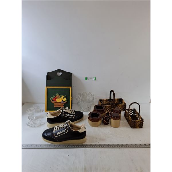 Bowling Shoes Size ~10 1/2, (2) Sugar Bowls, Spice Shakers, Vase, Key Rack