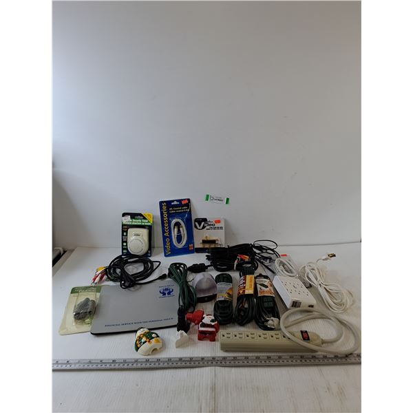 Assorted Power Cables Power Bars As-Is, 75 Ohm Cable Splitter, Nightlight, Mousepad